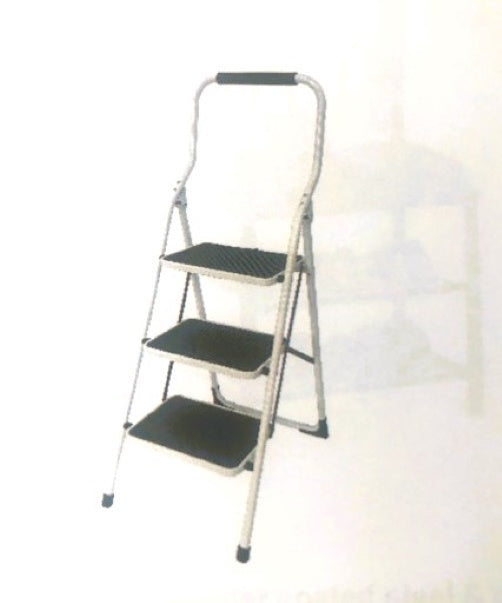 3 Step Ladder - White Steel