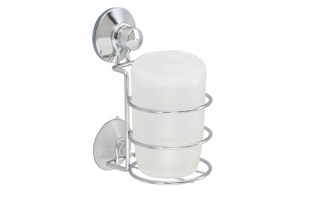 Chrome Toothbrush Holder W Cup Ultra Lock Suction