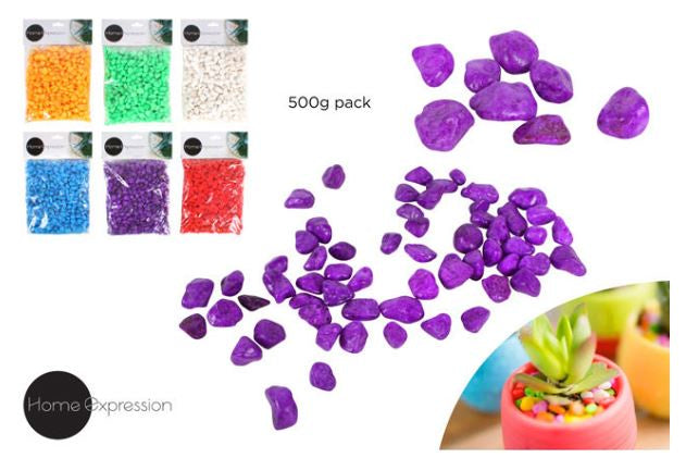 Bright Coloured Stones 500G 6 Asst