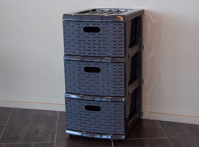 Taurus A3 Weave Storage Tower 3 Drawer-Charcoal