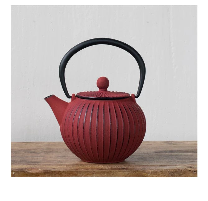 Avanti Ribbed Cast Iron Teapot 500ml Red Payless Lifestyle