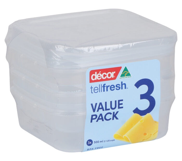 Décor Tellfresh Storer, Square 3 x 500ml