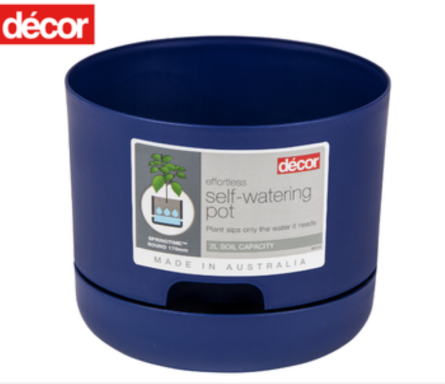 Décor Springtime™ Round Self-Watering Plant Pot – 170mm, Navy