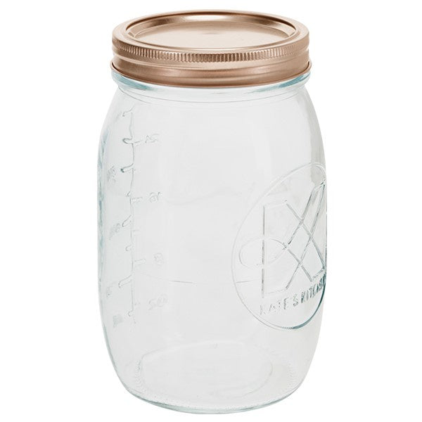Kates Embossed Preserving Jar with Copper Lid 1L