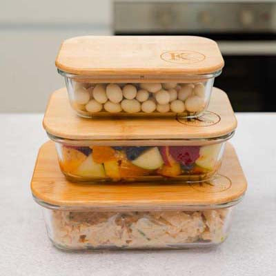 Kates Glass Container with Bamboo Lid 640ml