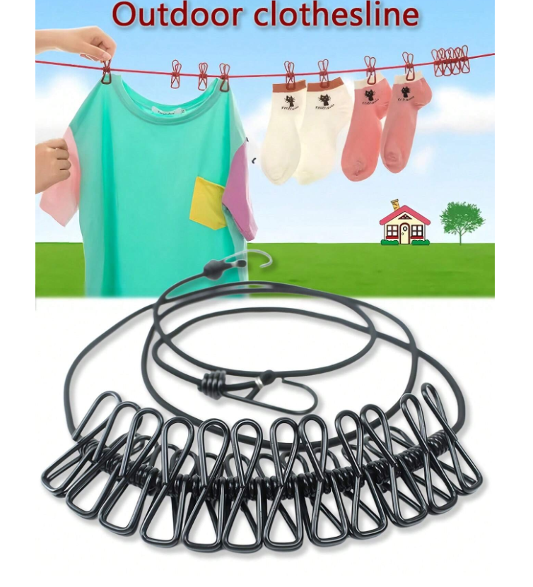 Anywhere Clothesline 12peg Blk