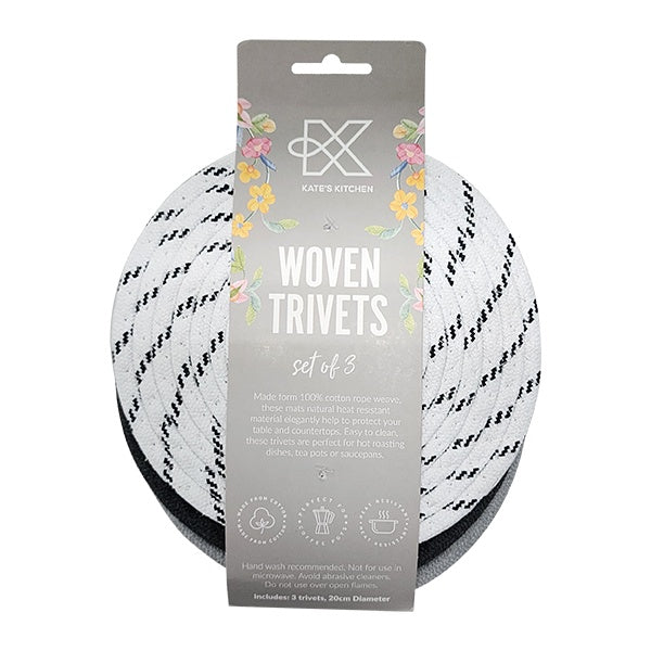 Kates Woven Trivet Set of 3 100% Cotton