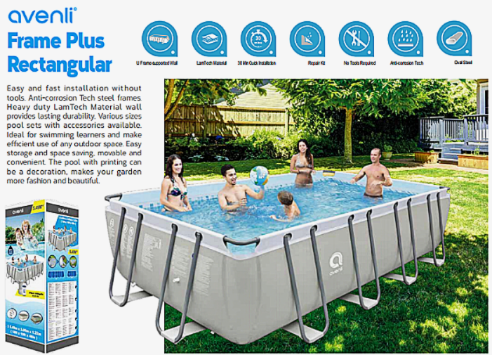 Avenli 5.49m x 2.8m x 1.22m (18'x9.2x48") Frame Plus Rect Pool Set With 1600 Gallon Pump