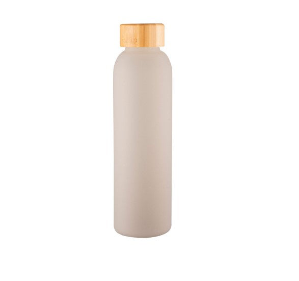 Velvet Coated Glass Water Bottle - 550ml - Frosted Grey