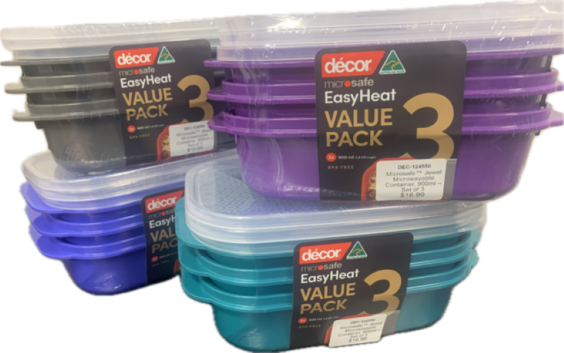 Microsafe™  Microwavable Container, 900ml – Set of 3