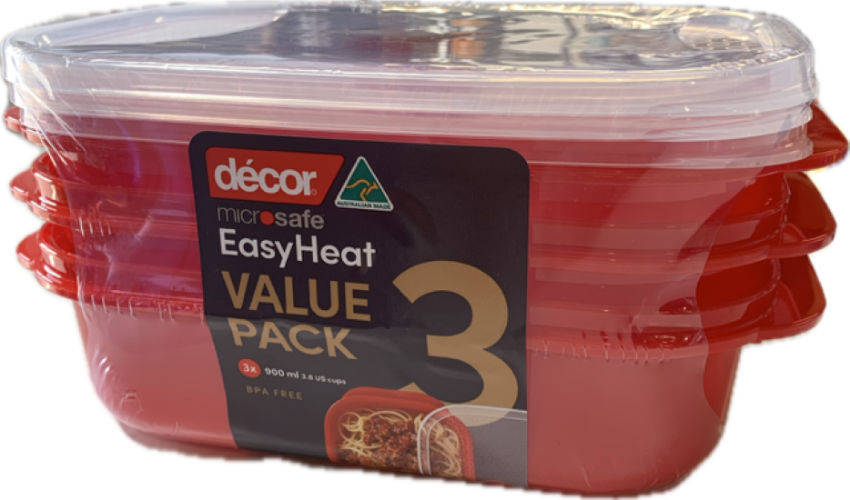 Microsafe™  Microwavable Container, 900ml – Set of 3