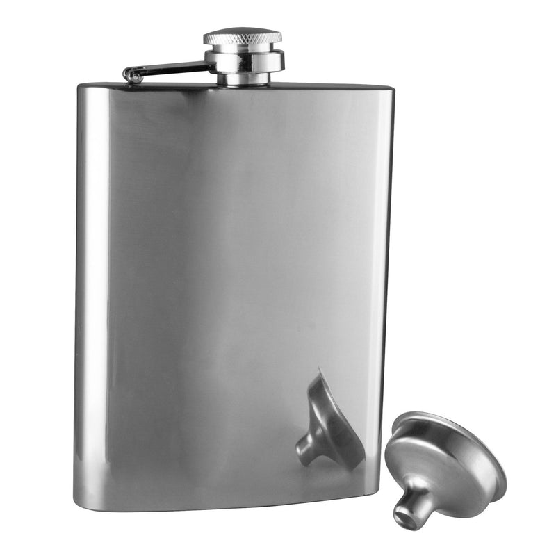 Classic Hip Flask With Funnel - Polished