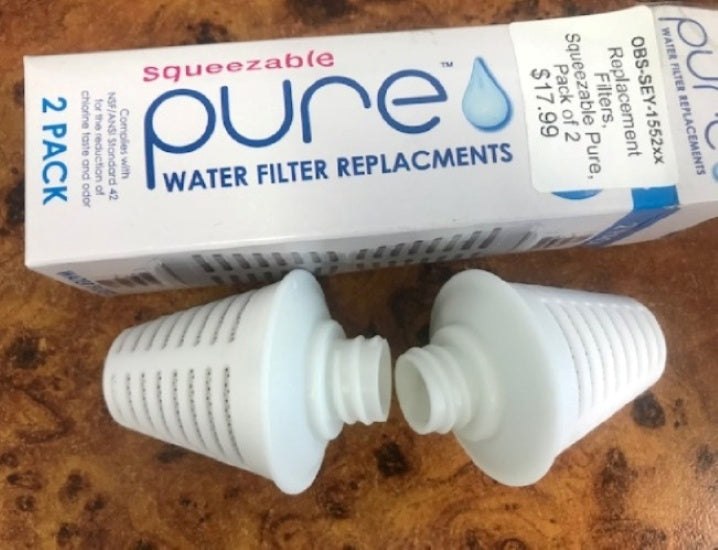 Replacement Filters for Squeezable Pure Water Bottles – Pack of 2