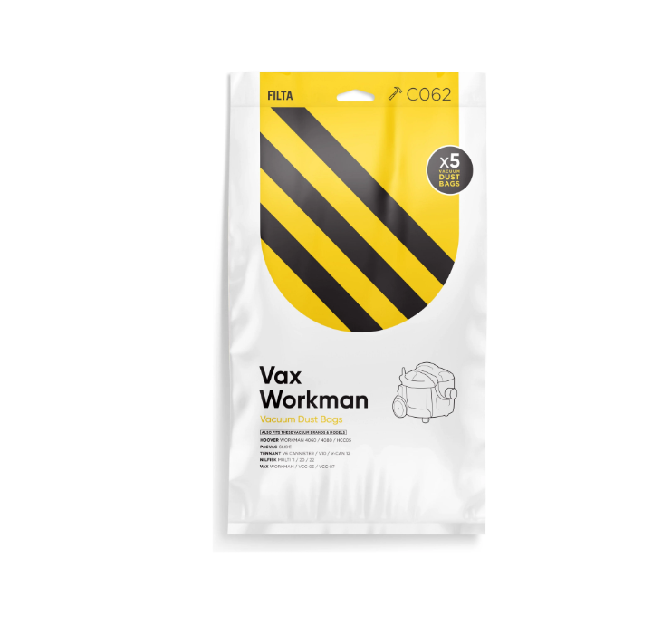 Filta Pacvac Glide, Vax Workman Sms Multi Layered Vacuum Cleaner Bags 5 Pk
