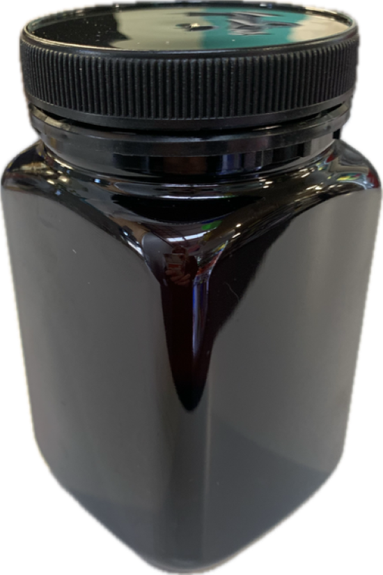Jar Amber PET Square 500gm/400ml W Black 63mm Lid