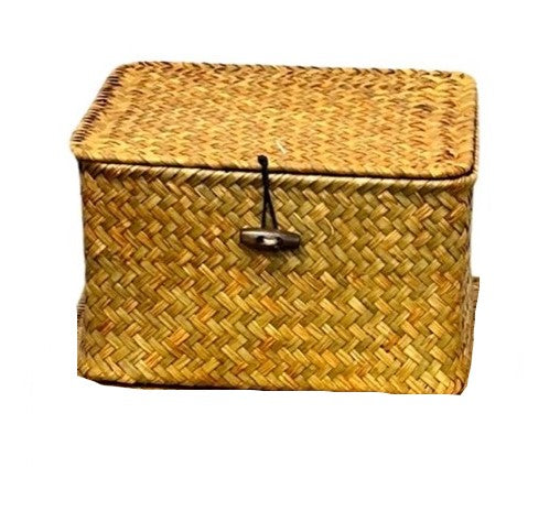 Seagrass Square Box W Lid - Single