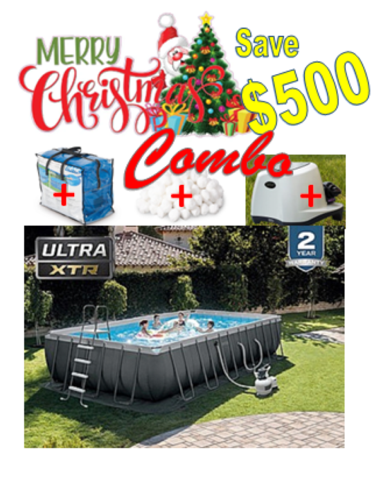 "Christmas Combo Deal - INTEX 24'x12'x52 "Pool Set + Accessories”