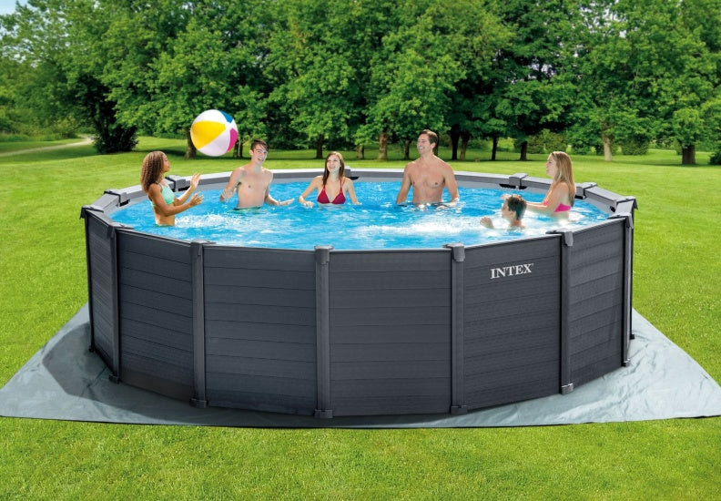 Intex 15ft Graphite Grey Panel Round Pool Set (4.78m x 1.2M)