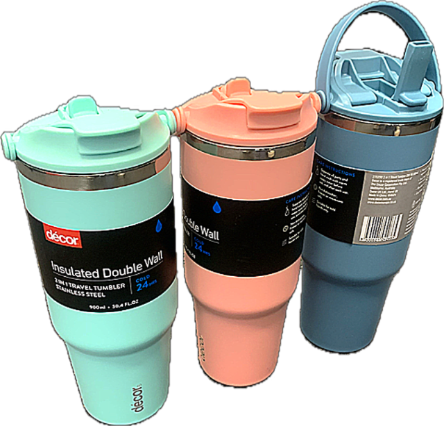 Decor®  2-in-1 Travel Tumbler Double Wall Stainless Steel 900ml