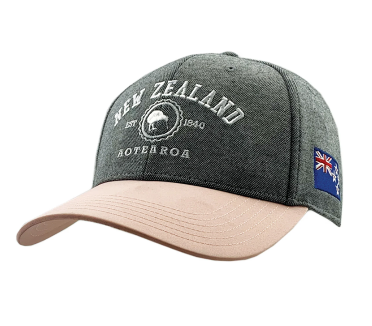 Cap, Grey/Pink NZ Aotearoa