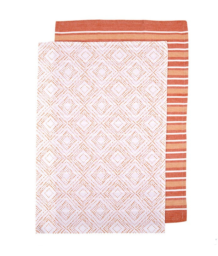 Sanctuary Geo Terracotta 2pk Kitchen Towel