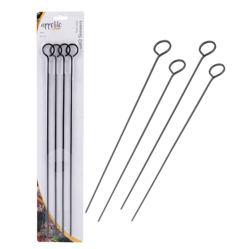 Non-Stick BBQ Skewers 38cm Pack of 4 NOW