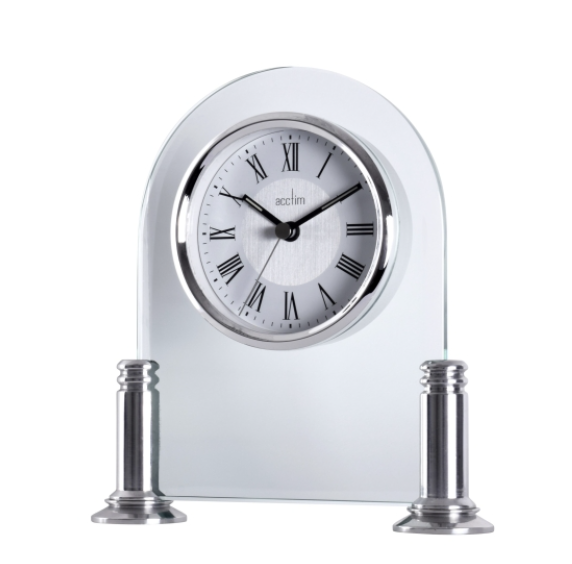 Acctim Bewdley Silver Mantel/Glass Table Clock