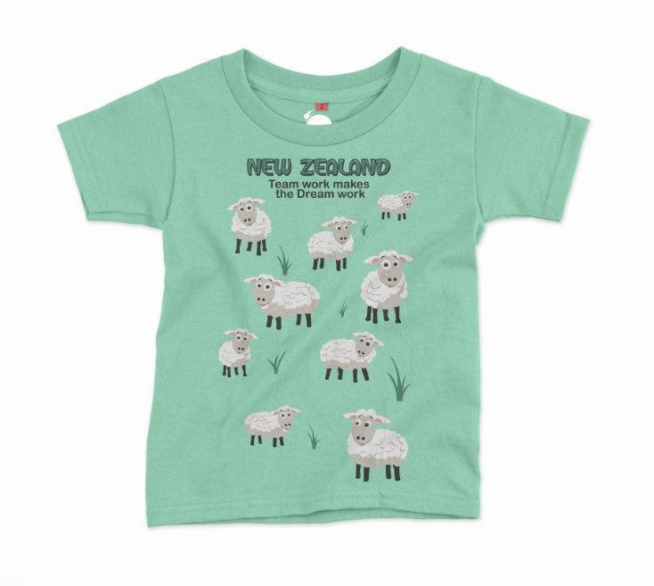 Childrens New Zealand T Shirt - All Over Sheep