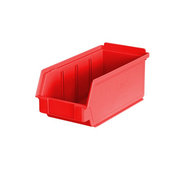 Storage Bin, Size 4, Across Divided, Red (300mm deep x 150mm wide x 125mm high)