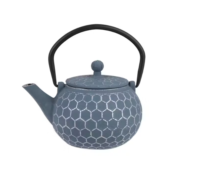 Cast Iron Teapot 500ml Honeycomb Blue/Silver