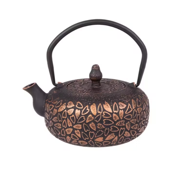 Cast Iron Teapot 600ml Hearts Black/Bronze