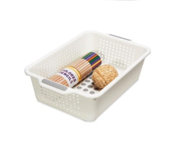 Small White/Grey Grip Basket 30.5Lx21Wx10Hcm