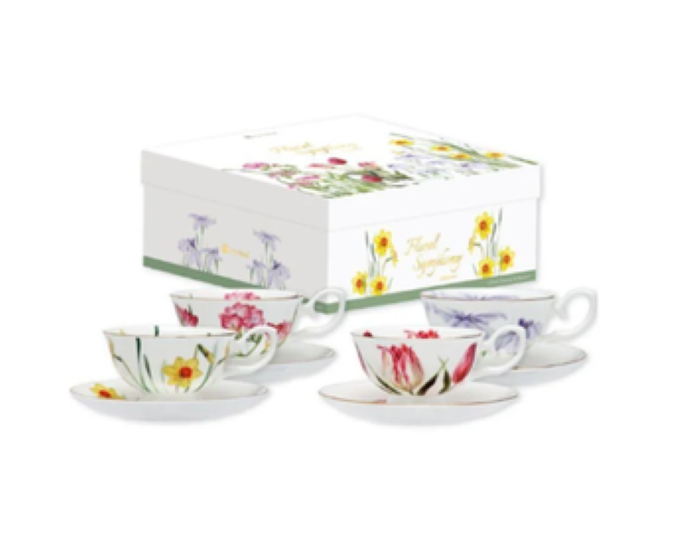 Floral Symphony Assorted Cup & Saucer Set