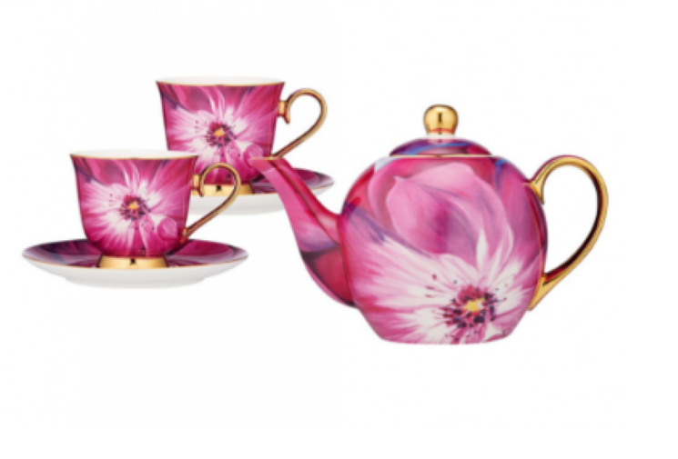 Blooms Starter Pack Teapot &  2 Tea Cup Set