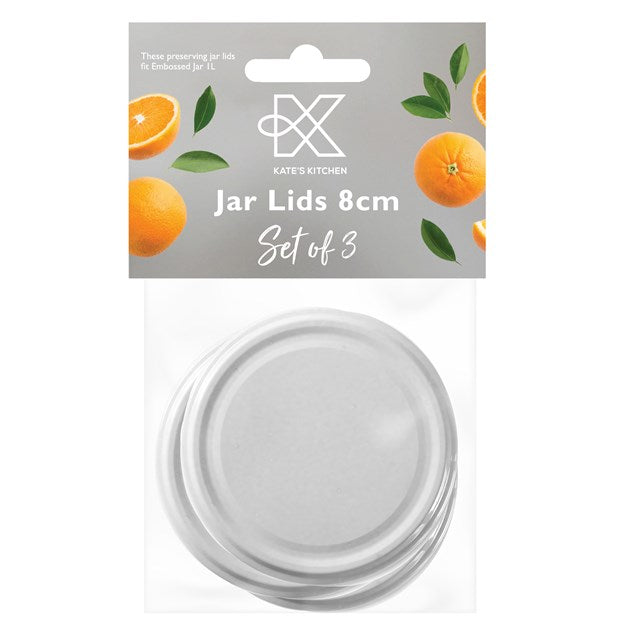 Kates Jar Lids Set of 3 White 8cm fits 006