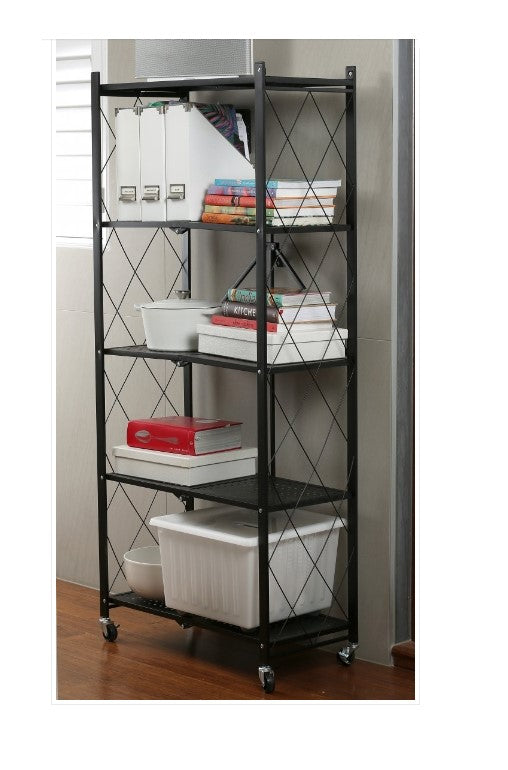 Shelf Collapsible, 5 Tier Black, 87x34.5x163cm High