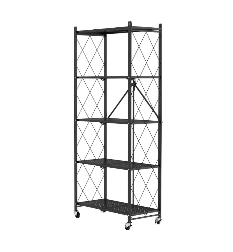 Shelf Collapsible, 5 Tier Black, 87x34.5x163cm High