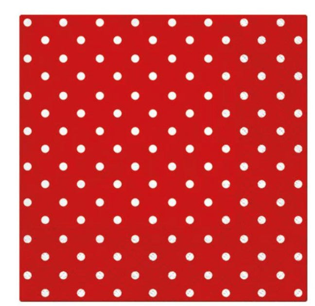 Paw Lunch Napkins 33cm Dots Red