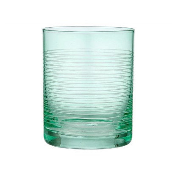 Linear Etched Glass Tumbler Green