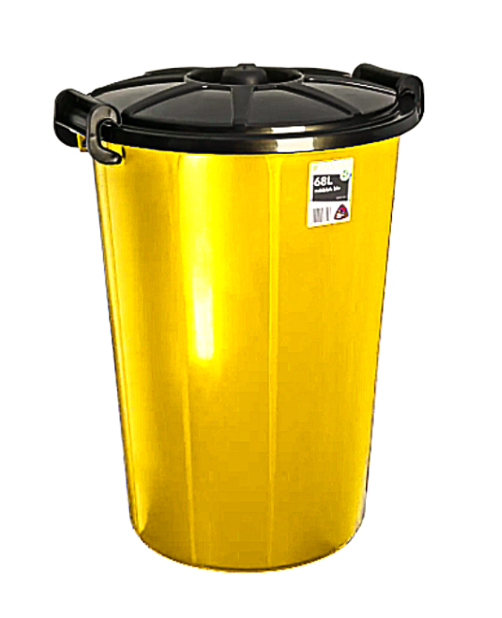 Rubbish Bin Set 68L Yellow