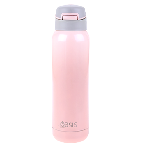 Oasis S/S Insulated Drink Bottle W/Flip Straw Lid 500ml Soft Pink