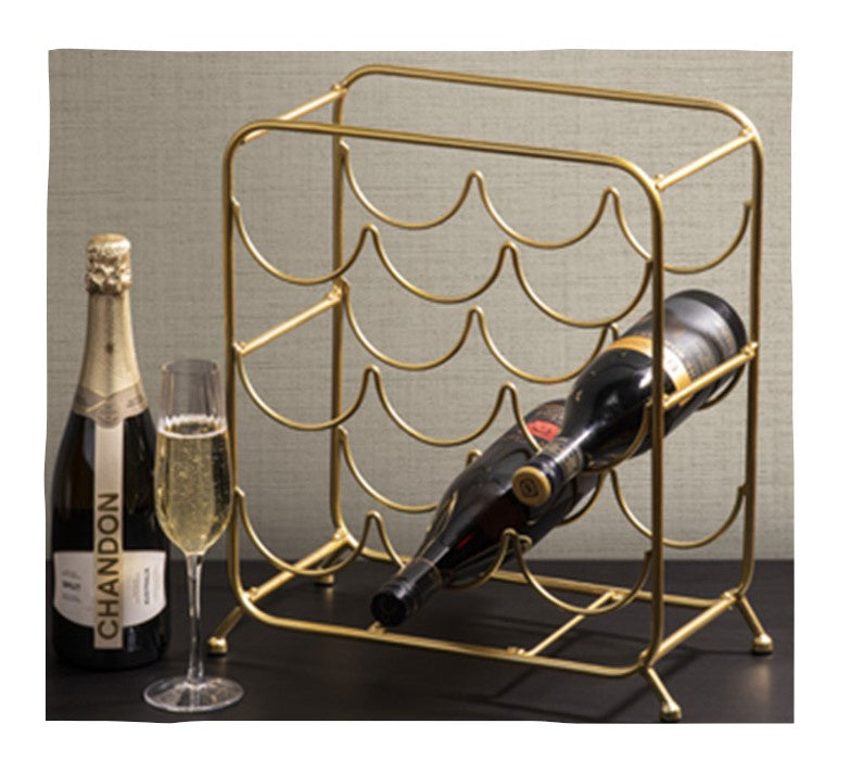 Brody Gold Metal Wine Rack 9 Bottles by Tempa