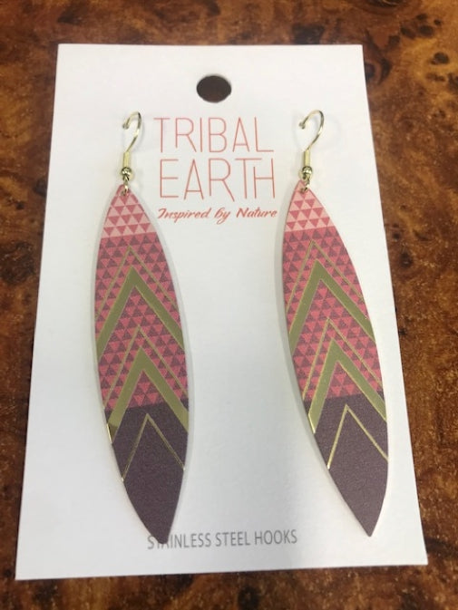 Tribal Earrings Stainless Steel - Rainforest, Tribal Feathers or Amber