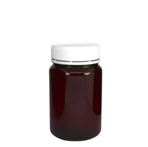 Amber Jar PET Round 500gm/400ml Short W White Cap