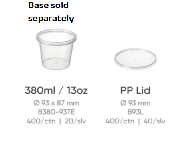 Lid for PP Round Container 380ml Single
