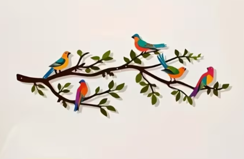Wall Art Metal Bird & Flower