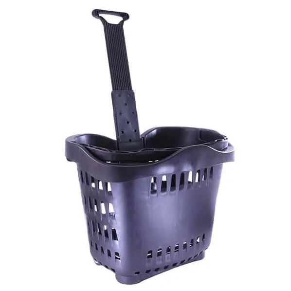 Rolling Plastic Basket 43 Litres Black