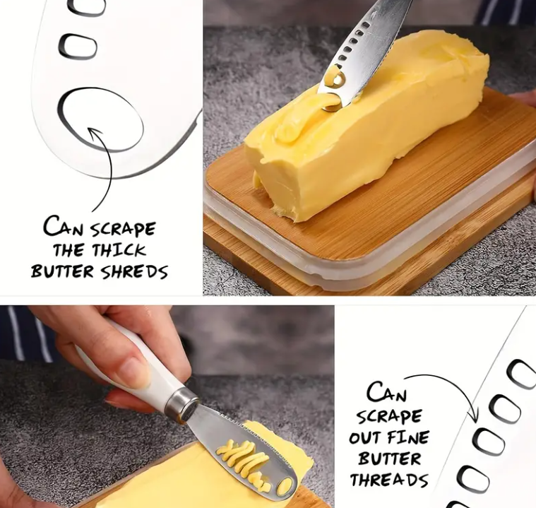 Butter Enamel Dish W Lid & Knife