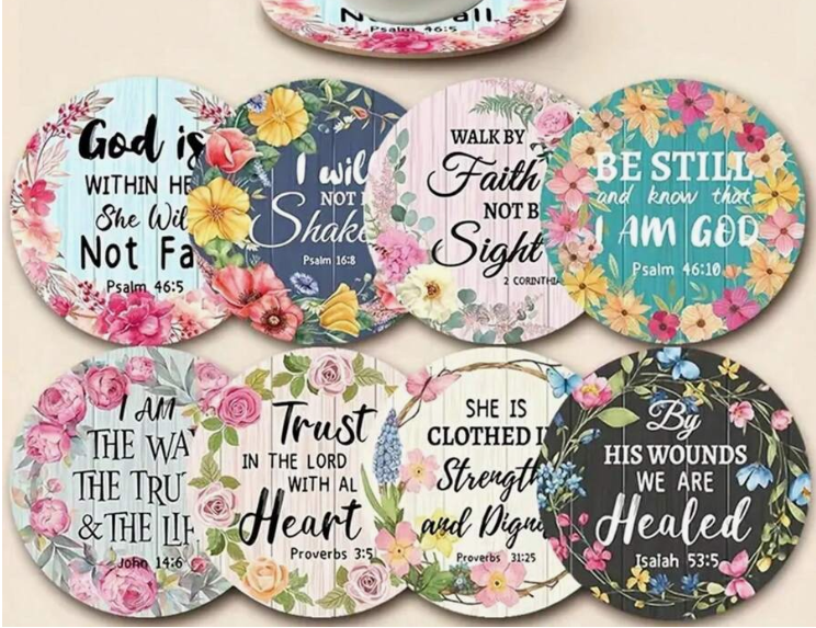 Christian Pattern Coaster Set of 8