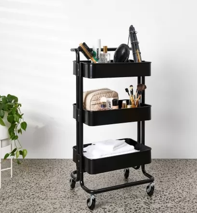 Trolley 3 Tier Steel Black